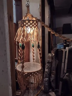 Vintage Macrame Handing Table With Light • $120