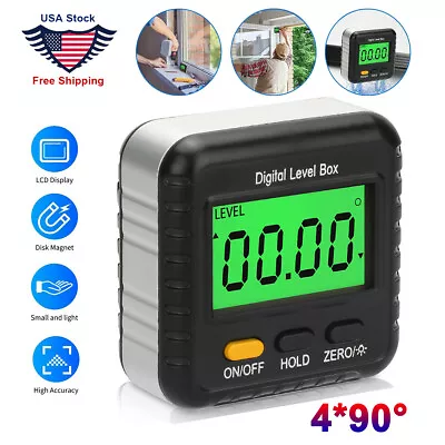 LCD Magnetic Digital Inclinometer Level Box Gauge Angle Finder Protractor 4x90° • $18.39