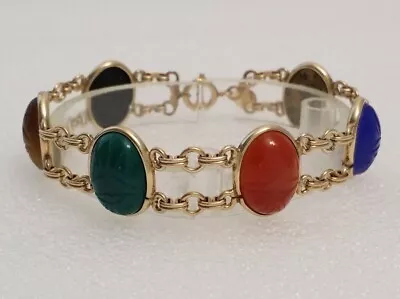 Vintage Curtis Curtman 12K Gold Filled Egypcian Revival Scarab Bracelet • $9.99