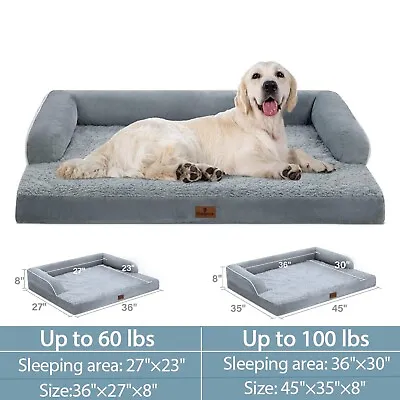 Orthopedic Dog Beds Memory Foam Dog Couch Bolster Pet Bed For Extra Large Dogs • $29.98