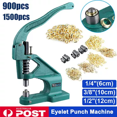 Hand Press Grommet Eyelet Hole Punch Machine Tool+3 Dies+6-12mm 900/1500 Grommet • $51.89