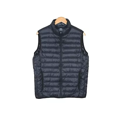 Uniqlo Men's Lightweight Puffer Down Vest Size M Solid Black Pockets Zip Front • $39.95