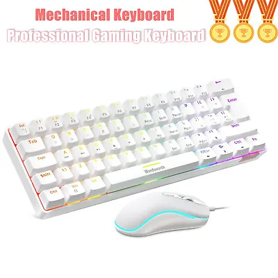 UK Layout Gaming Keyboard And Mouse Set Wired Mechanical Keyboard 62 Keys For PC • £41.99
