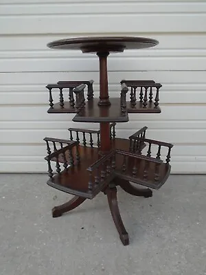 Two Tier Revolving Bookcase Book Table Tripod Rotating Edwardian Library French • $499