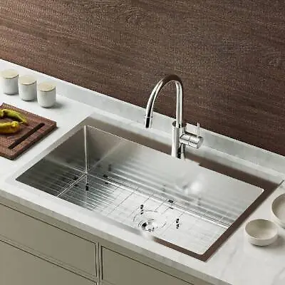 30 Inch Top Mount Kitchen Sink Drop-in Farmhouse Kitchen Sink Stainless Steel • $159.99