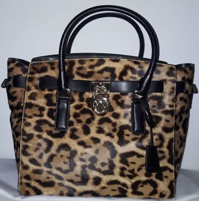 Authentic Michael Kors Leopard Calfhair Leather Satchel Elbow Handbag Purse $698 • $139.50