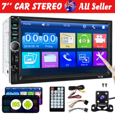 7  Double DIN Car Stereo MP5 Player Backup Camera BT Radio FM/USB/AUX Head Unit • $42.85
