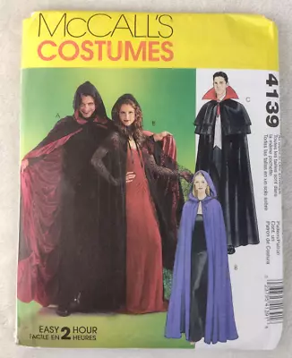 McCall's Pattern 4139 Costumes Hooded Cape Vampire S-XL Unisex Uncut • $5.95