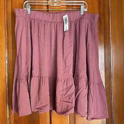 Torrid TIERED MINI CIRCLE SKIRT - STRETCH WOVEN RED Burgundy Sz 2 2X NEW Pockets • $19.99