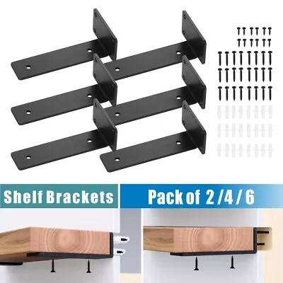 6 Inch Heavy Duty Shelf Brackets L-Shaped Invisible Wall-Mounted Floating Shelf • £8.99