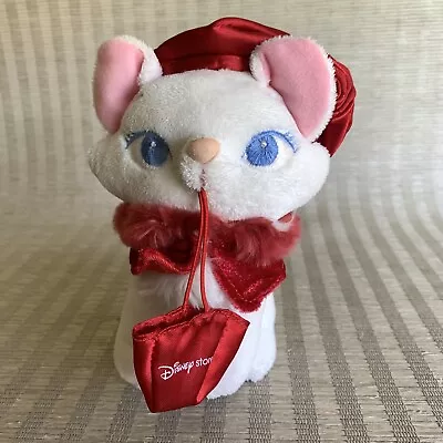 Disney Store Marie Aristocats Plush 6  Red Rose Beret Silk Tote Stuffed Animal • $13.45