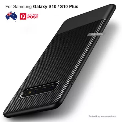 For Samsung Galaxy S10 S20 Ultra Case Carbon Fiber Slim Armor Shockproof Cover • $7.98