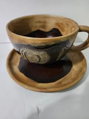 Design By Mara Mexico Brown Stoneware Buffalo Bison Coffee/Soup Mug/Plate • $35