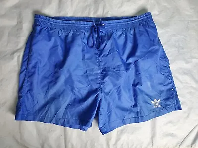 Vintage 80s 90s Adidas Trefoil Logo Soccer Nylon Shorts Men's Size Large L Blue  • $48.99