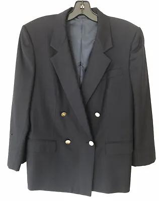 BURBERRY Navy Double-breasted Italian Wool Blazer - Good Vintage Condition • $40