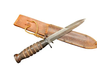 US  Original WWII M3 Leather Handle  Fighting Knife W/ Scabbard Imperial WW2 • $250