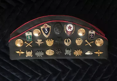 £24.99 • Buy Vintage Soviet Pilotka Beret USSR Russian  Hat Cap Medal Pins And Badges