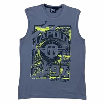 Vintage Tapout Vest Sleeveless Top T Shirt MMA WWE Graphic Grey Y2K Mens Unisex • £24.99