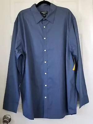 CLAIBORNE Men's Indigo Blue Long Sleeve Button Front Dress Shirt Size 2XLT - NWT • $24.95