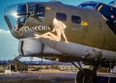 WW2 WWII Photo USAAF B-17G Flying Fortress Nose Art Queenie  World War Two 5827 • $6.99