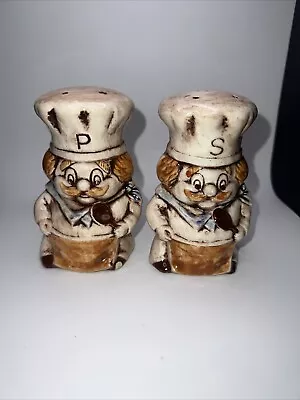 Vintage 70s Chef Salt And Pepper Shakers | Kitchen Decor Treasure Craft • $15