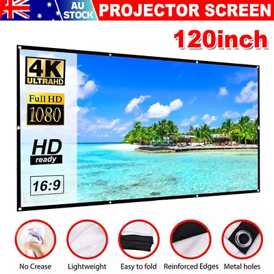 $21.95 • Buy 120  Foldable Projector Screen Portable Outdoor Home Movie Cinema 16:9 HD TV 3D
