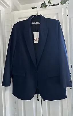 NWT ZARA Navy Blue 1 Button Closure Blazer/Suit Jacket Sz:XL • $48