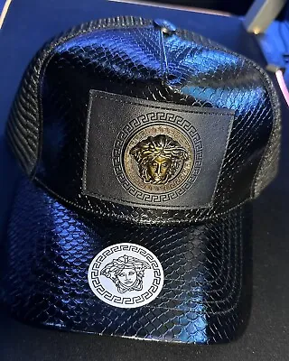 Versace All Black Classic Medusa Character Emblem Trucker Mesh Back Hat! • $50