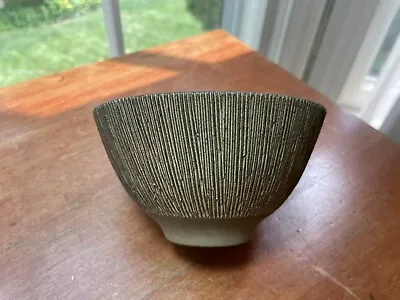 Vintage Denmark Art Pottery  Bowl Brown Incised Glaze Pattern  MCM 5 3/4  • $125