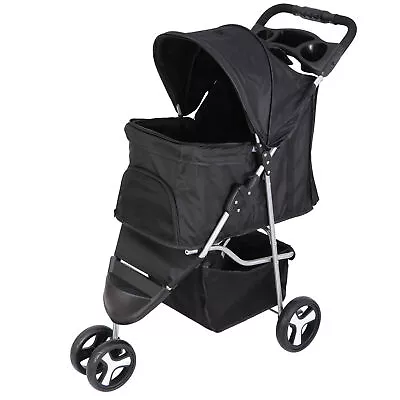 Dog Stroller Pet Travel Carriage 3 Wheeler W/Foldable Carrier Cart W/Cup Holder • $45.58