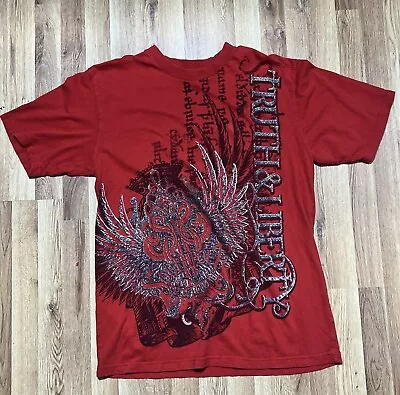 Southpole Premium Men's Red T Shirt Truth & Liberty Size L Y2K  Affliction Style • $30