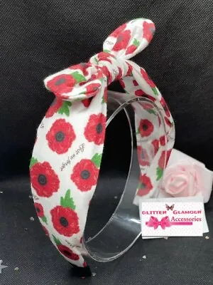Poppy Headband Hairband Hair Bow Tie Scarf Dress Remembrance Day Lest We Forget • £4.99