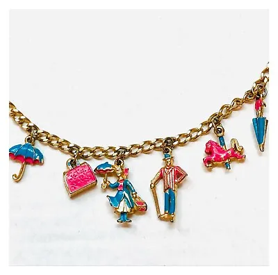 Original 1960s Mary Poppins Charm Bracelet Pink And Blue Charms • $59.99