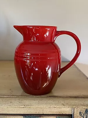Le Creuset Cerise Red Small Pitcher .7L Stoneware Pottery Creamer Juice Syrup • $18.50