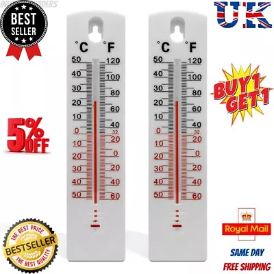 2 WALL THERMOMETER Indoor Outdoor Home Room Garden Office Greenhouse Temperature • £3.69