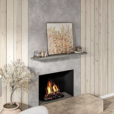 71.75  Fireplace Mantel Pine Wood Floating Shelf Wall Mounted Gray • $77.99