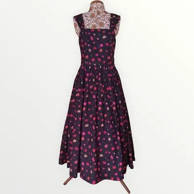 Vintage Laura Ashley Floral 1950s Style Full Skirt Wedding Party Dress UK 12 • £34