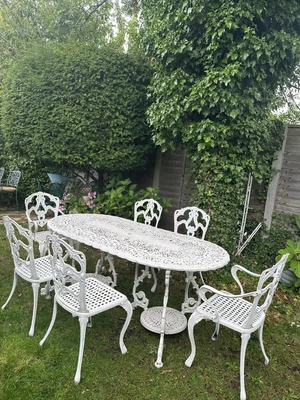 £645 • Buy Jardine Leisure Victorian Cast Aluminium GARDEN TABLE And 6 CHAIRS