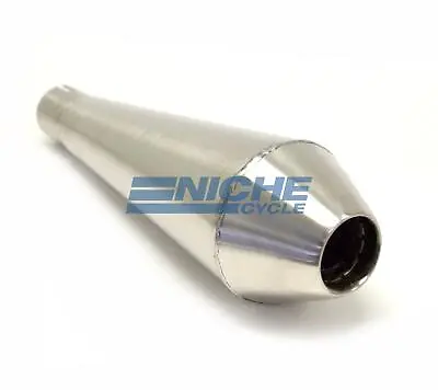 12  Stainless Steel Performance Motorcycle Muffler Reverse Cone Brushed 1.5  • $91.60