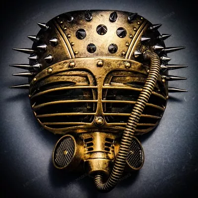 Halloween Gold Steampunk Cosplay Spikes Gas Holes Party Mask For Men And Women • $24.99