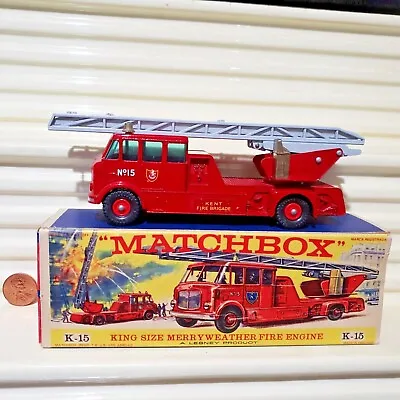 Lesney Matchbox 1964 KING SIZE K15A MERRYWEATHER FIRE ENGINE Kent Fire Brigade • $189.95