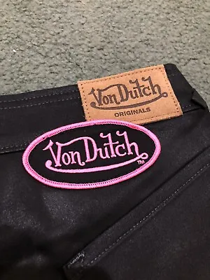 Vintage Y2K Von Dutch Octane Slick Black Flared Stretch Jeans Women’s Sz 30 USA • $39.99