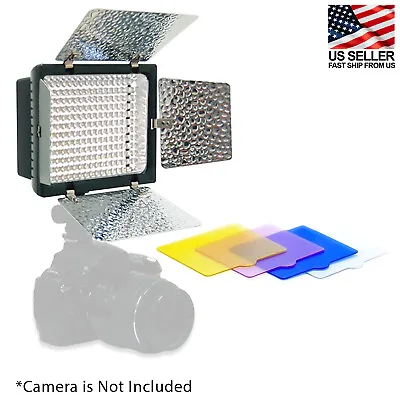 212 LED Lighting Kit W/Barn Doors And 4 Color Filters For Photo Video Camera • $38.72