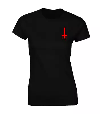 Inverted Cross Lb Ladies T Shirt Devil Satan Demon Ouija Board Supernatural Top • £8.99