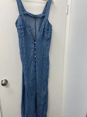 $10 • Buy City Chic Midi Dress Size XS AU 14 Plus Size Blue Denim Tank Dress Button Up