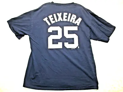 New York Yankees Mark Teixeira World Series Majestic Men's Size XL Stained Shirt • $8.97