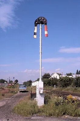 Original Slide: Maine Central Semaphore Train Order Signal At Lewiston In 1982 • $3.50