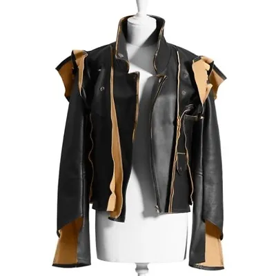 Maison Margiela X H&M Deconstructed Leather Biker Jacket Women's Size 2 • $250