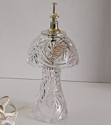 Boudoir Electric Lamp - 13.5  Crystal Zajecar Pinwheel Star Of David Vintage • $32.95