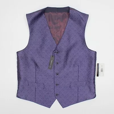 NWT Van Heusen Studio Purple Sheen Paisley Vest-Size Large L Party Night Club • $35